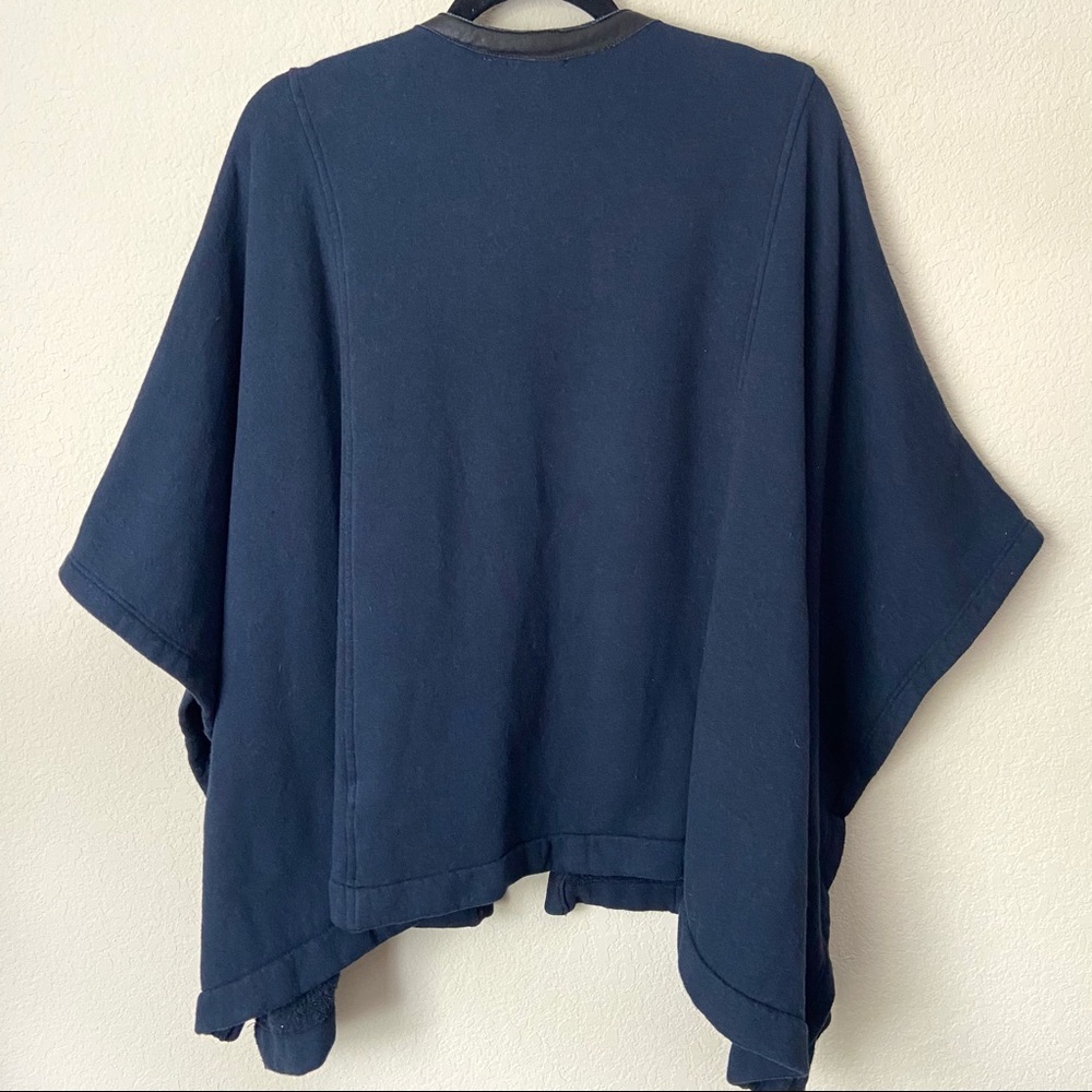 Three Dots Leather Trim Cape Cozy Cardigan - Picture 9 of 9